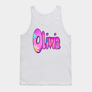 Olivia girls first name in Pink Personalized personalised customised name Olivia Tank Top